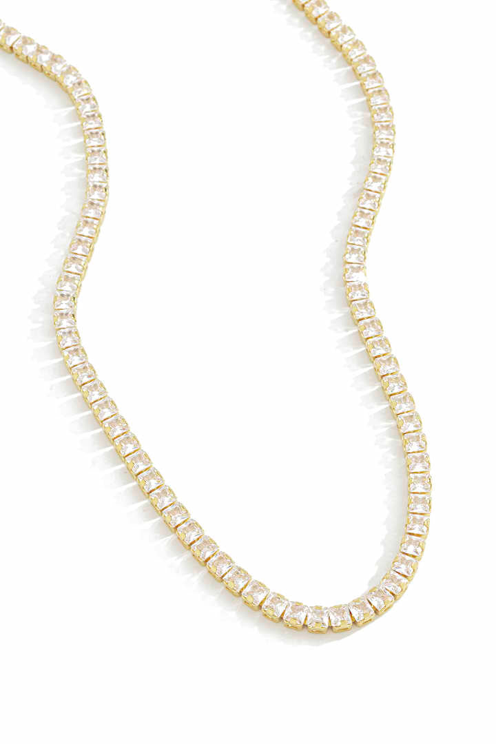 Colar - Riviera de Zircônia Cristal com Fecho Italiano – 50 cm Clássica e sofisticada, esta Riviera possui fileiras de zircônias na cor cristal.