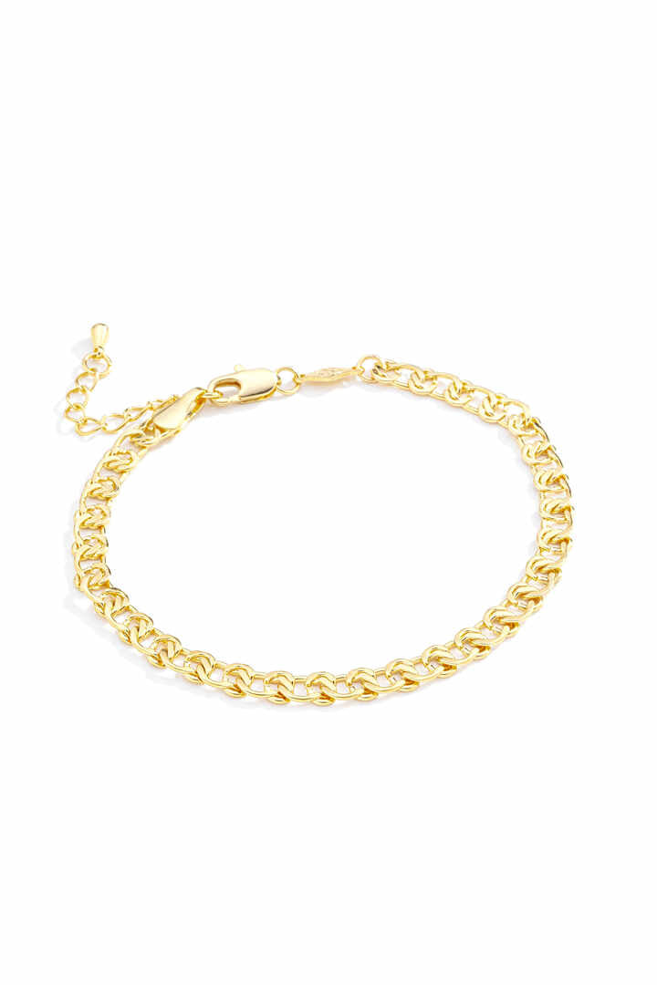 Pulseira - Pulseira Romana  – 22 cm Pulseira de elo romano oco com terminais delicados, fechamento mosquetão e extensor com pingente em formato de gota.
