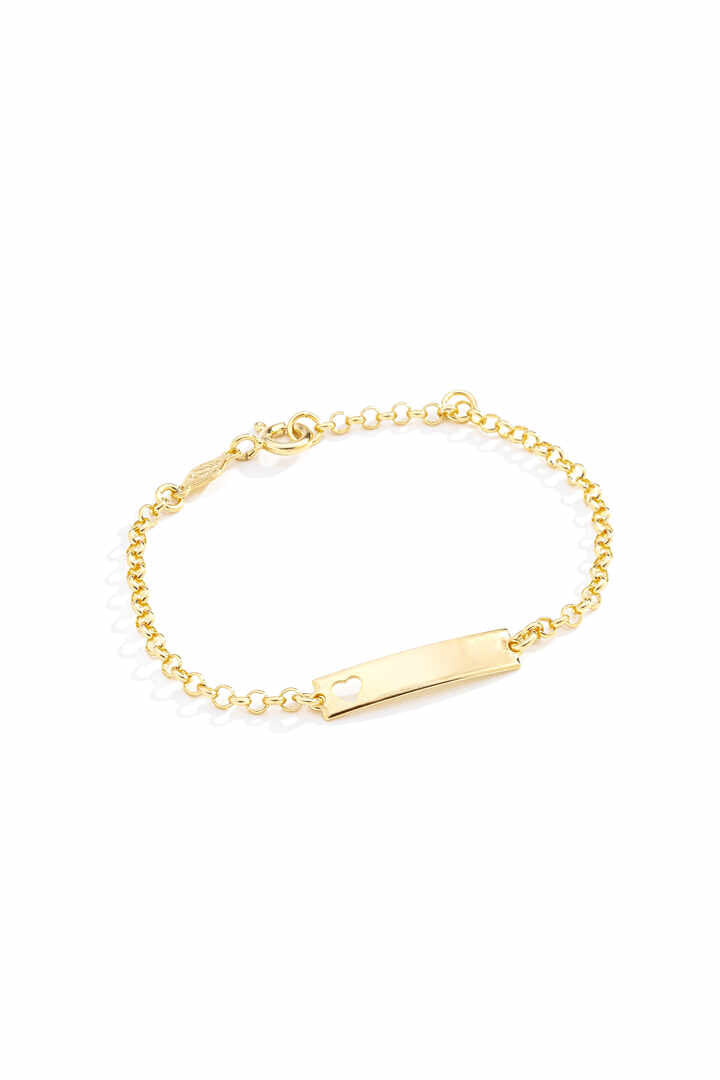 Pulseira - Pulseira Elo Português com plaquinha e Coração Vazado – 15 cm Pulseira em malha elo português com plaquinha abaulada e coração vazado.